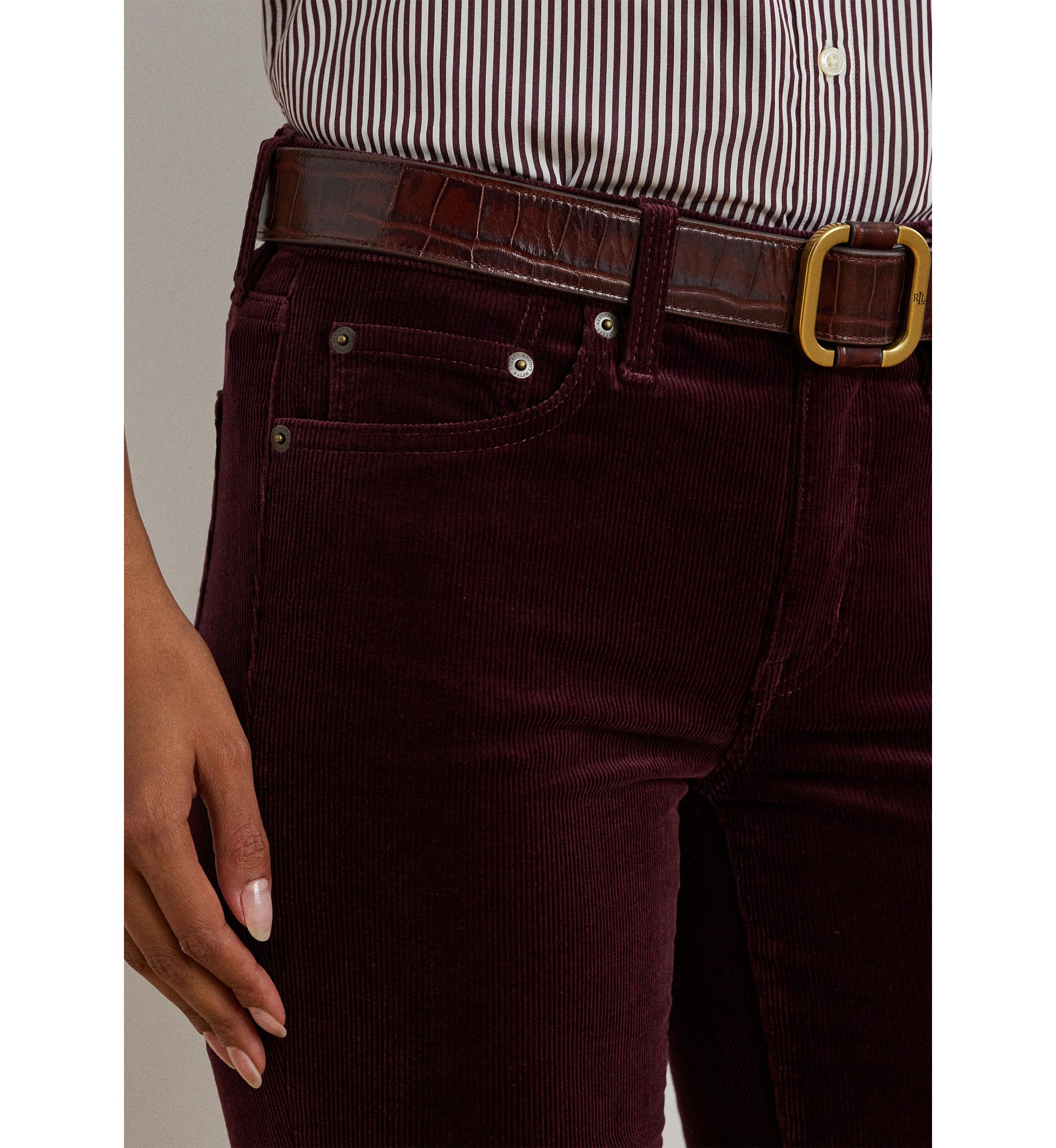 Womens Stretch Corduroy Mid-Rise Straight Pants