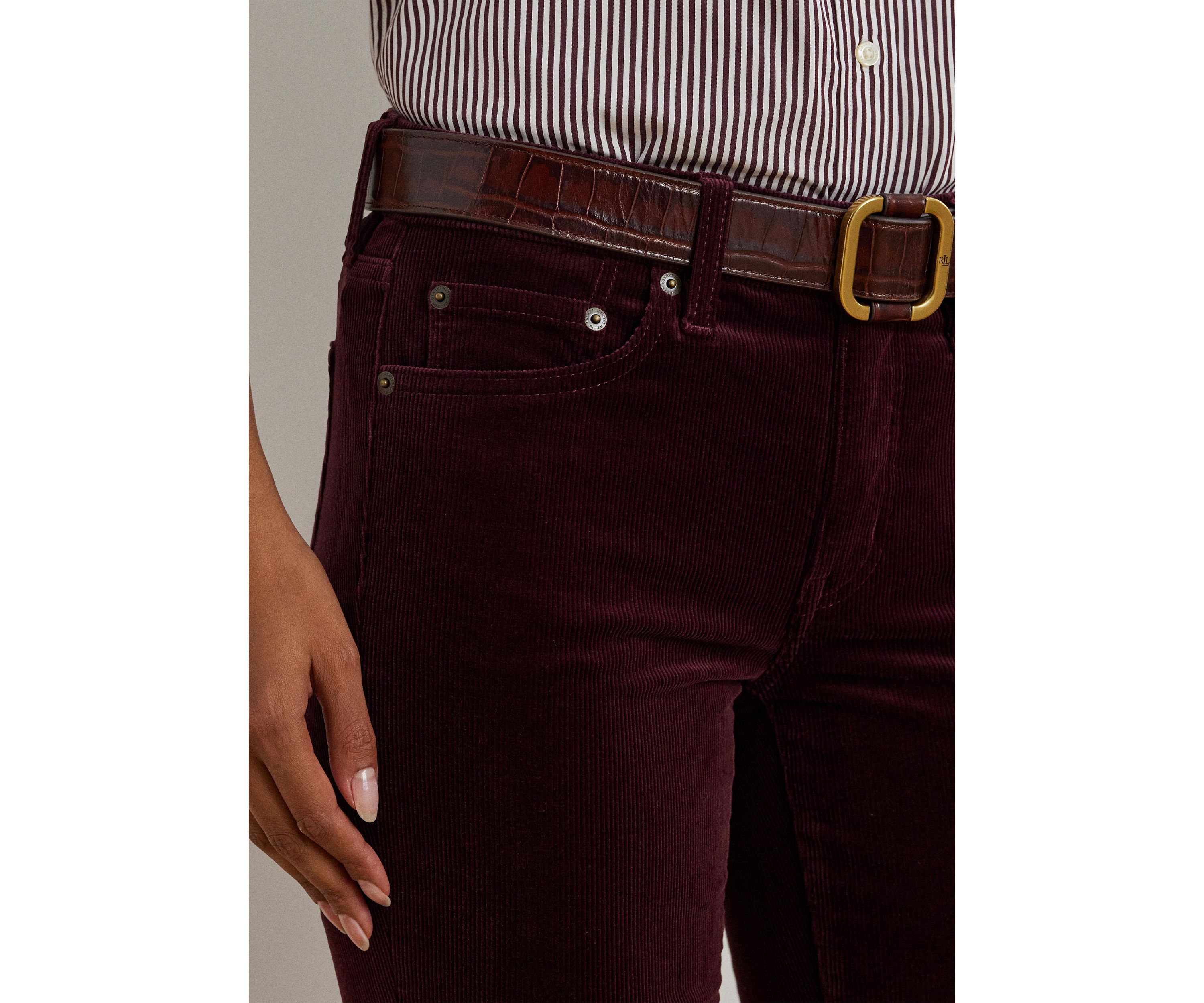 Womens Stretch Corduroy Mid-Rise Straight Pants