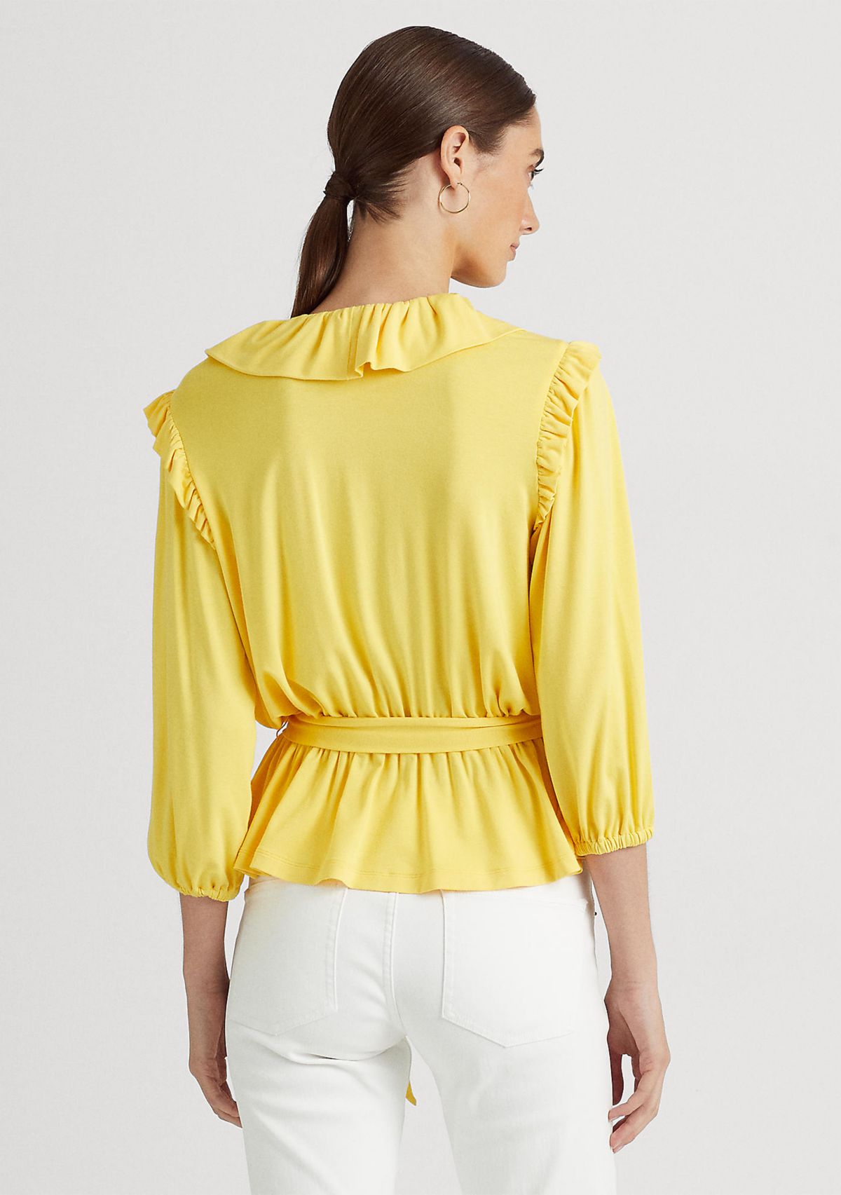Belted Jersey Peplum Top