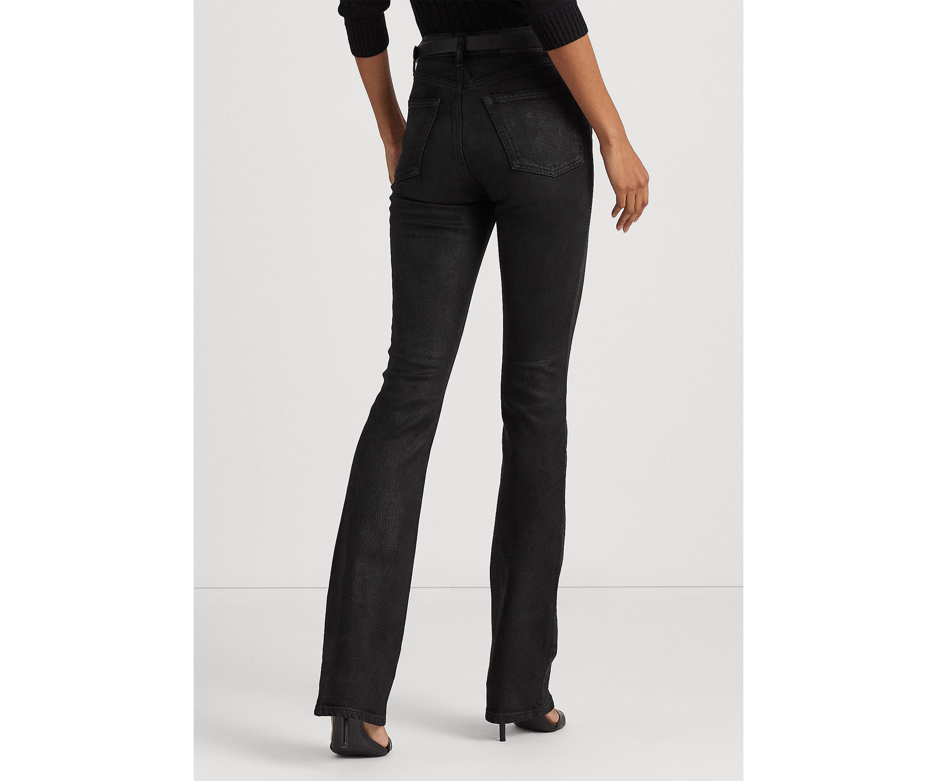 Coated High Rise Boot Cut Pants