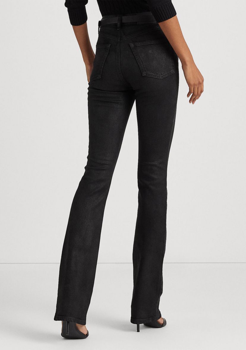 Coated High Rise Boot Cut Pants