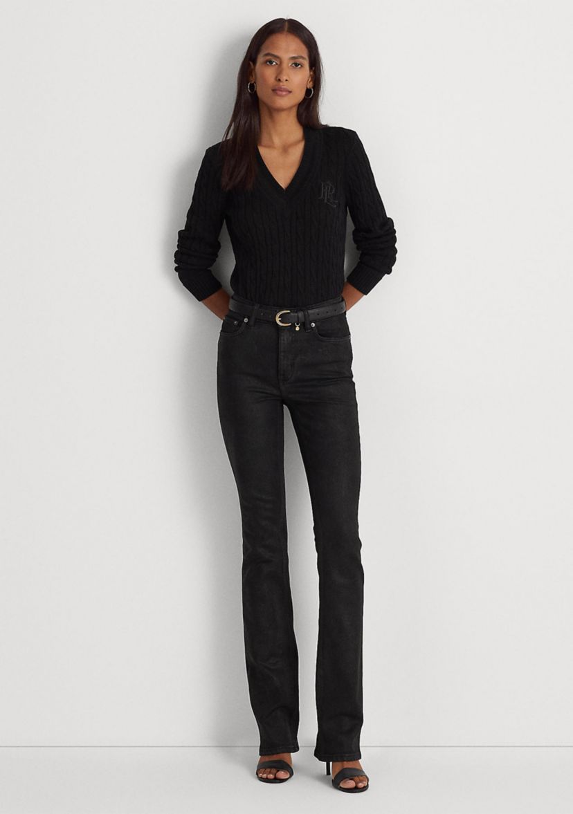 Coated High Rise Boot Cut Pants