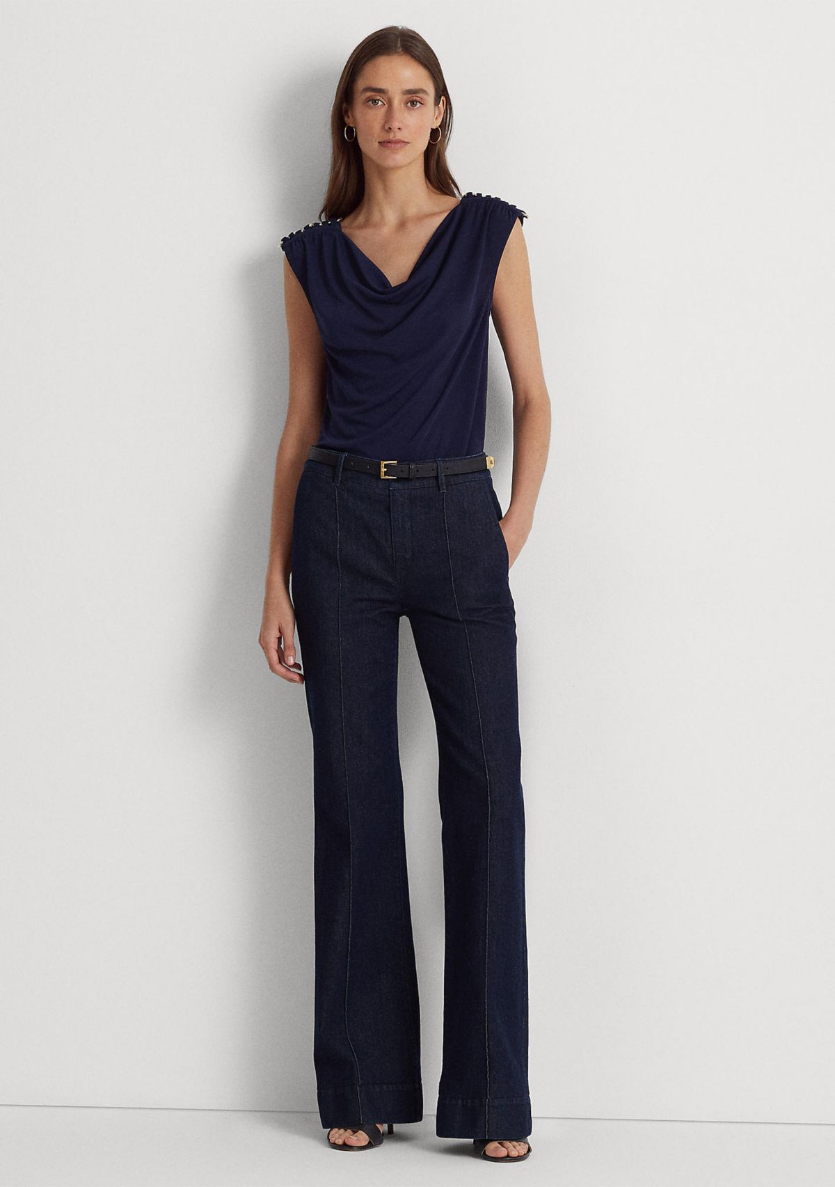 Jersey Sleeveless Cowl Neck Top