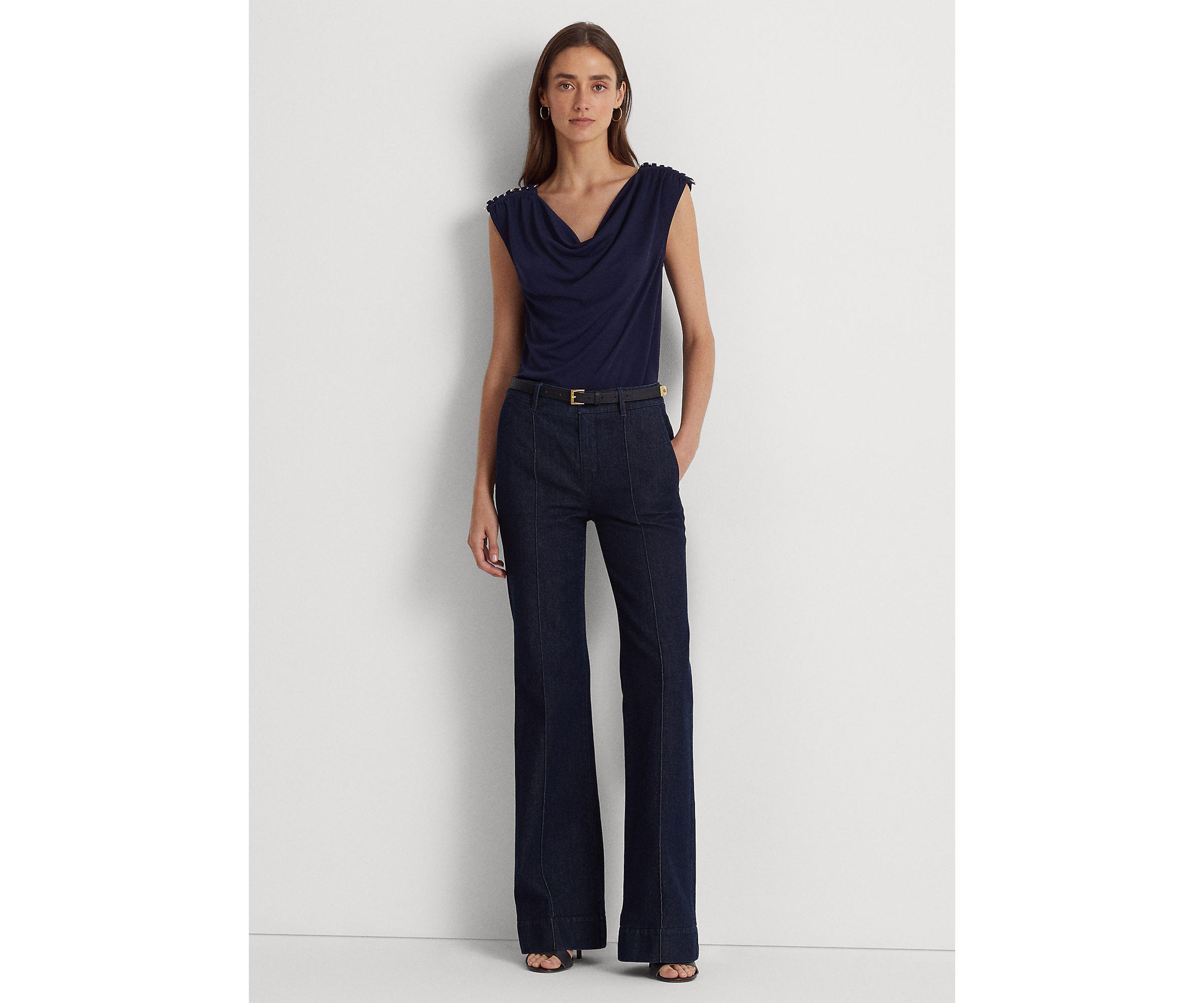 Jersey Sleeveless Cowl Neck Top