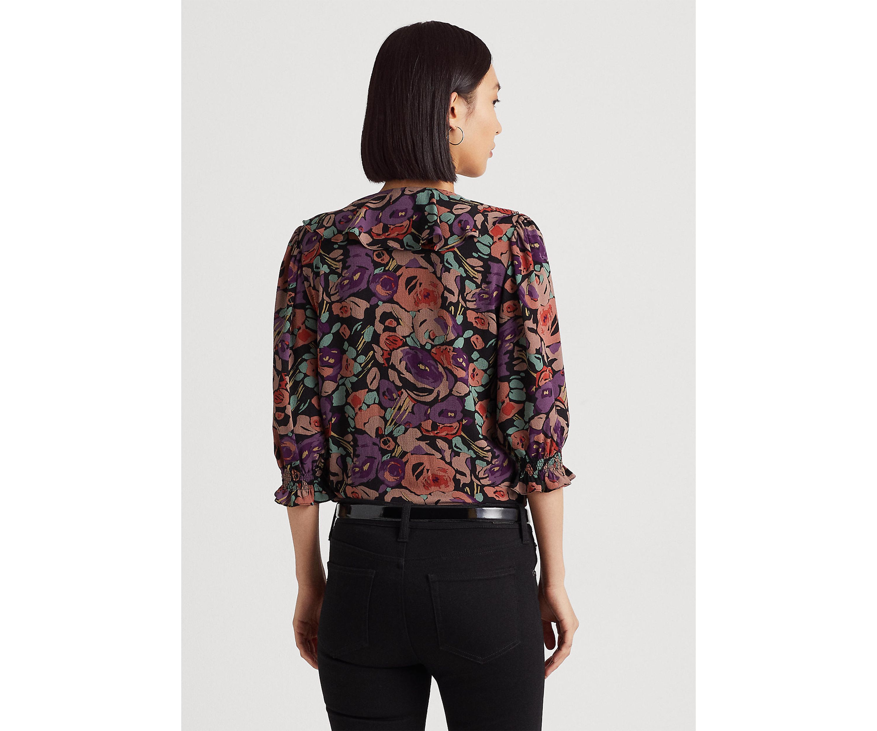 Womens Floral Crepe Blouse