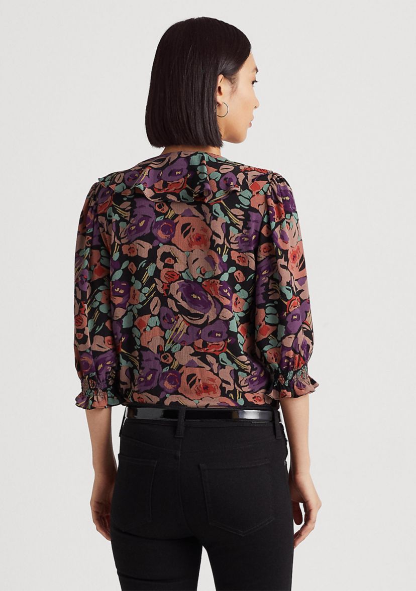 Womens Floral Crepe Blouse