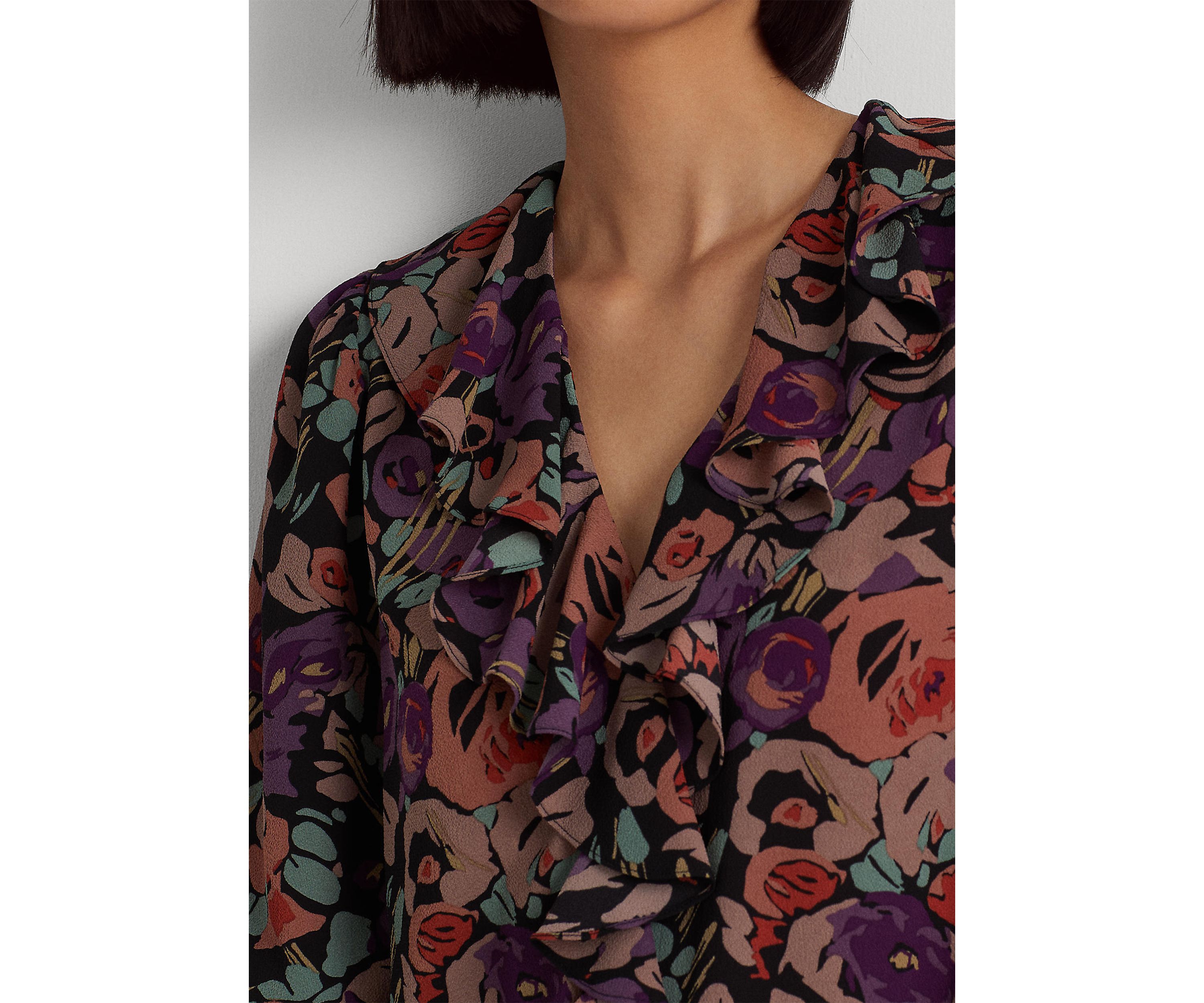 Womens Floral Crepe Blouse