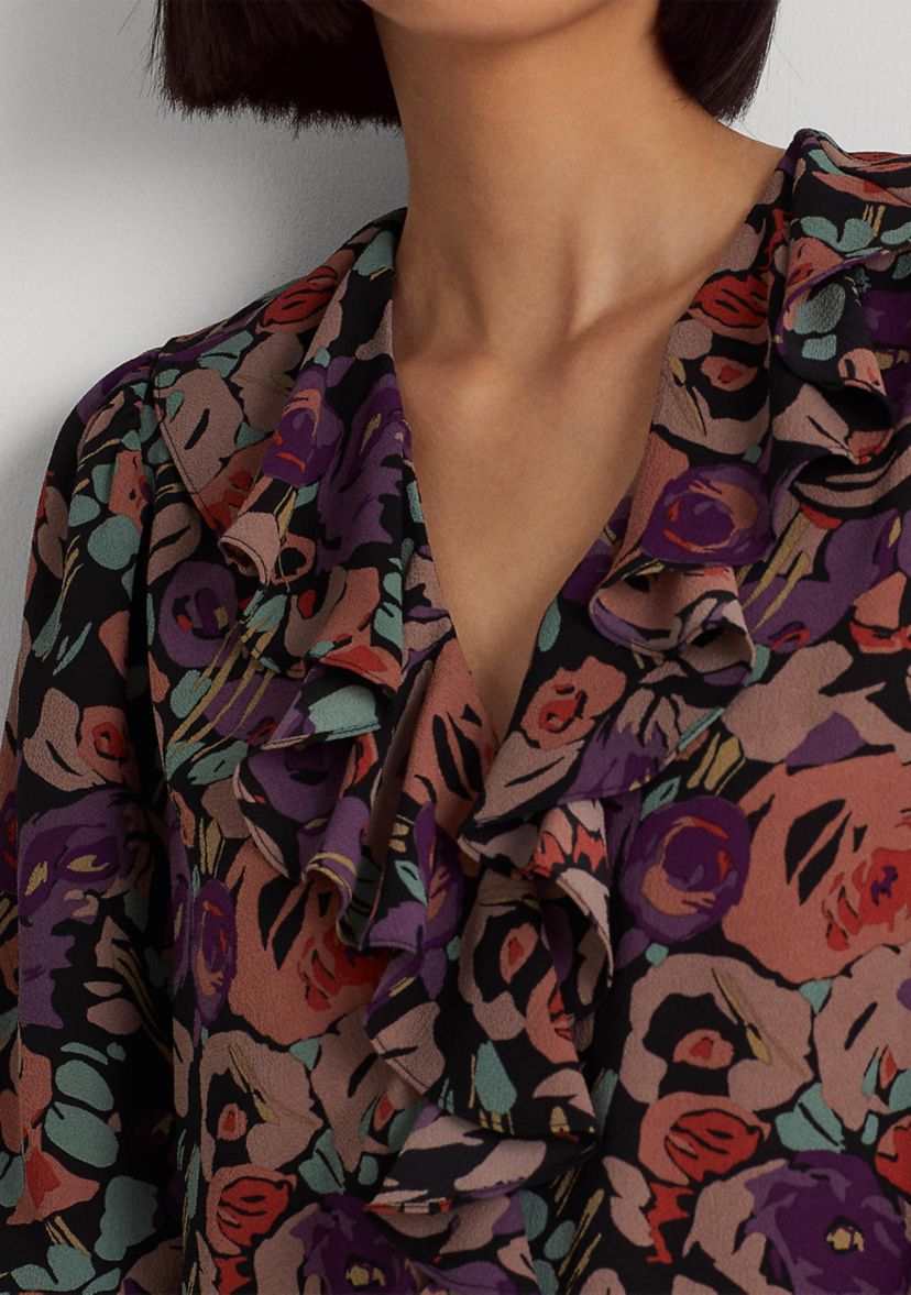 Womens Floral Crepe Blouse