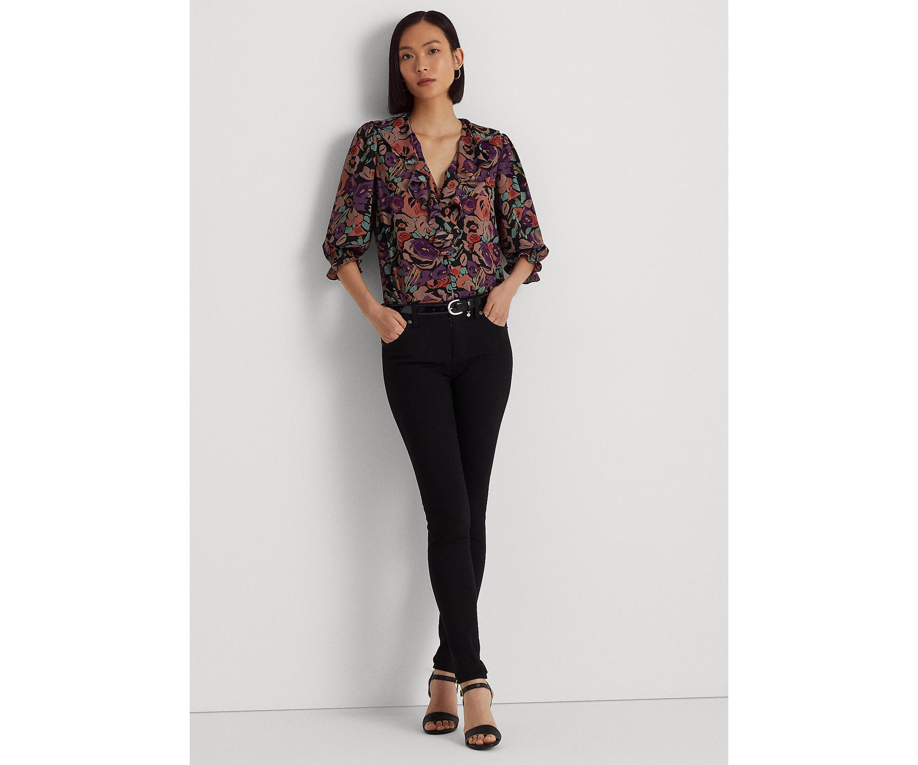 Womens Floral Crepe Blouse