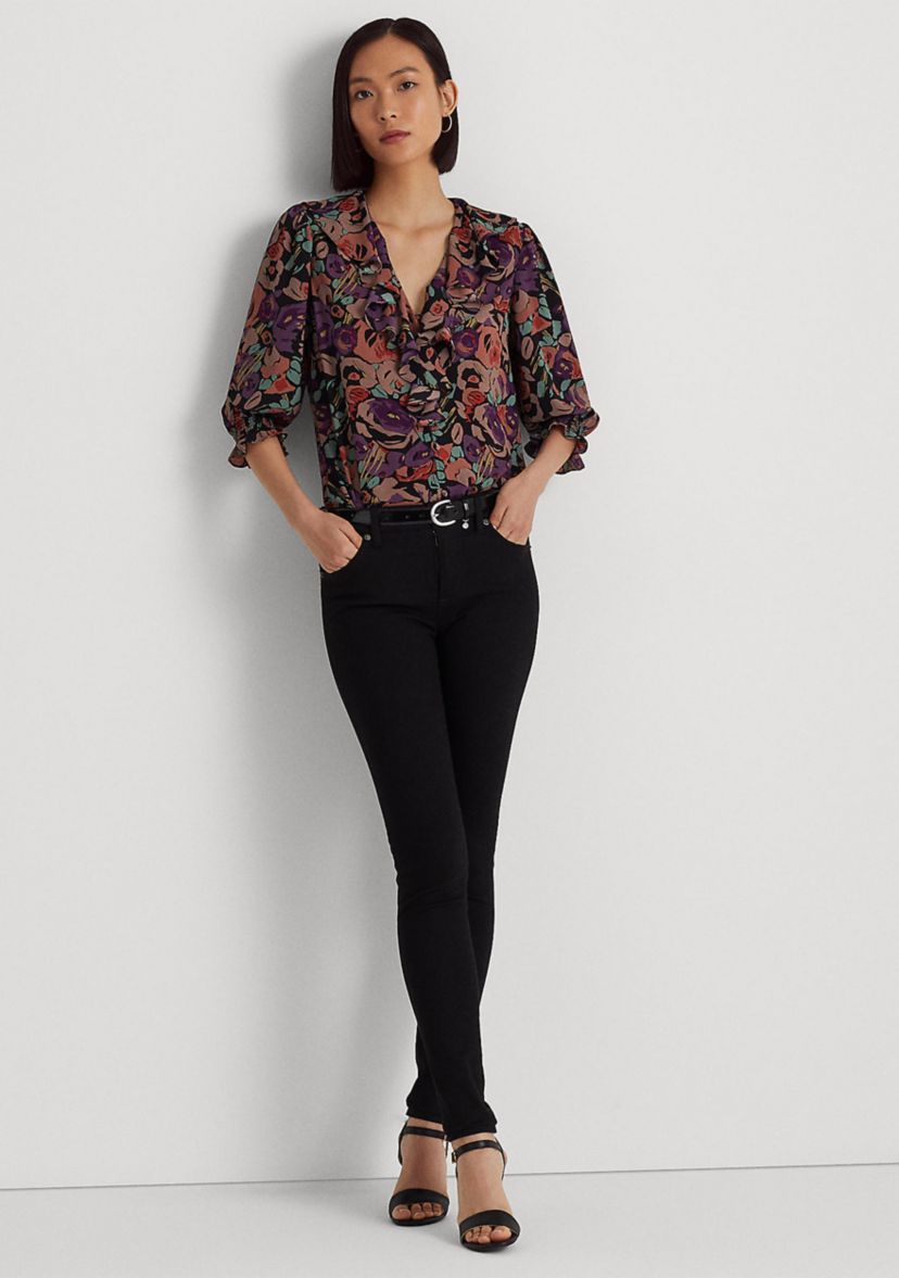 Womens Floral Crepe Blouse