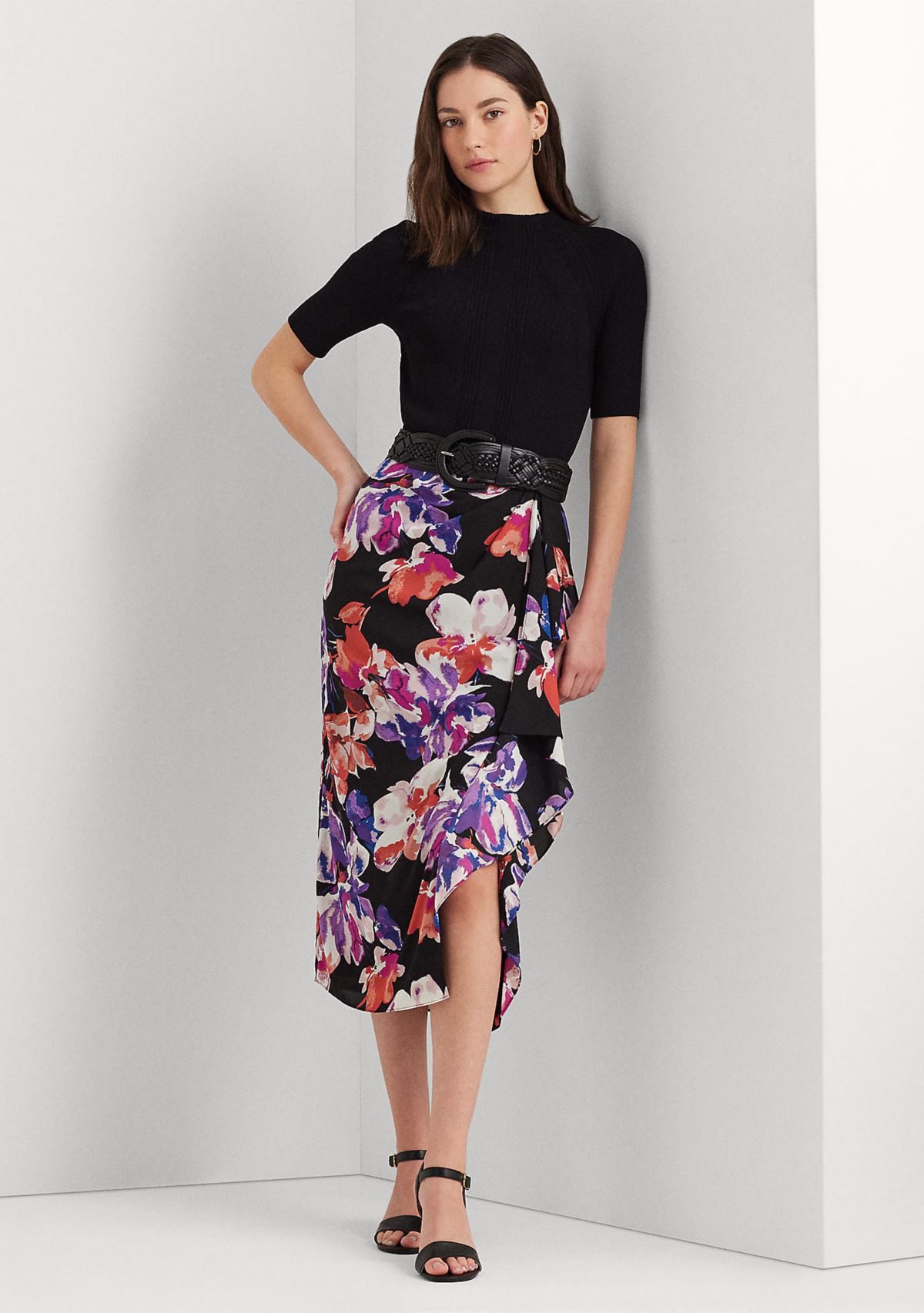 Cropped Short Sleeve Mock Neck Sweater