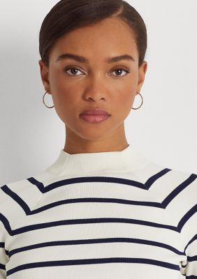 Lauren Ralph Lauren Striped Cropped Mock Neck Sweater | belk