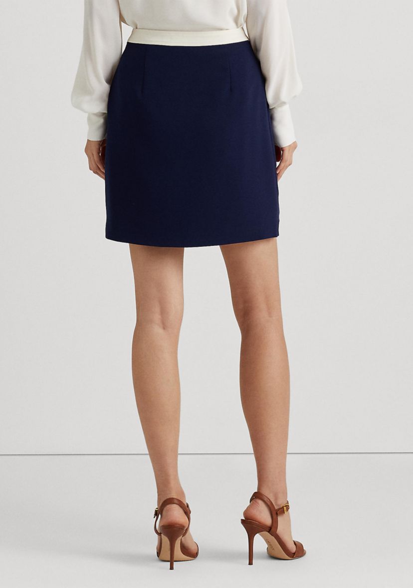 Button-Front Two-Tone Crepe Pencil Skirt