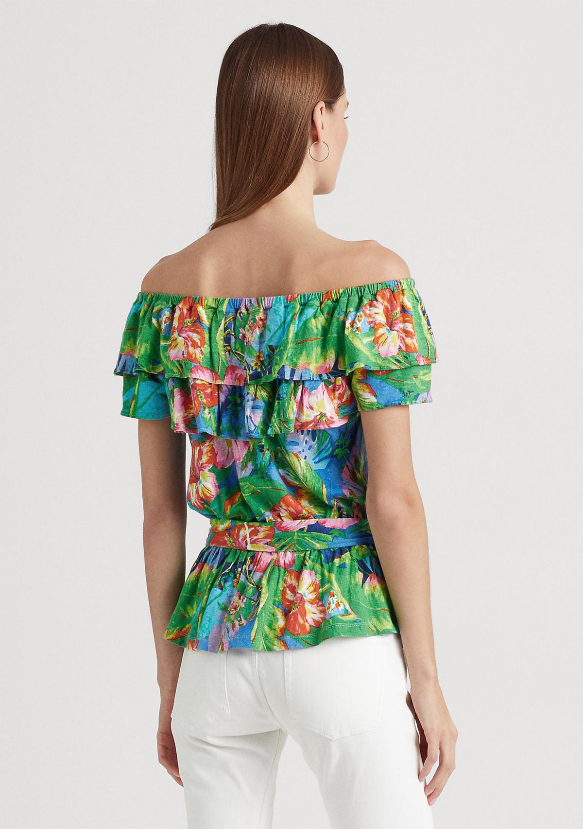 Floral Jersey Off-the-Shoulder Top
