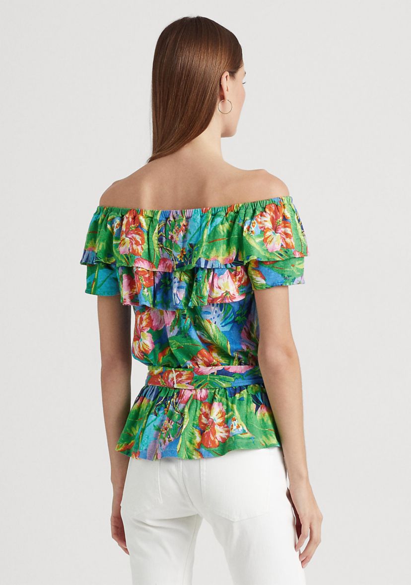 Floral Jersey Off-the-Shoulder Top