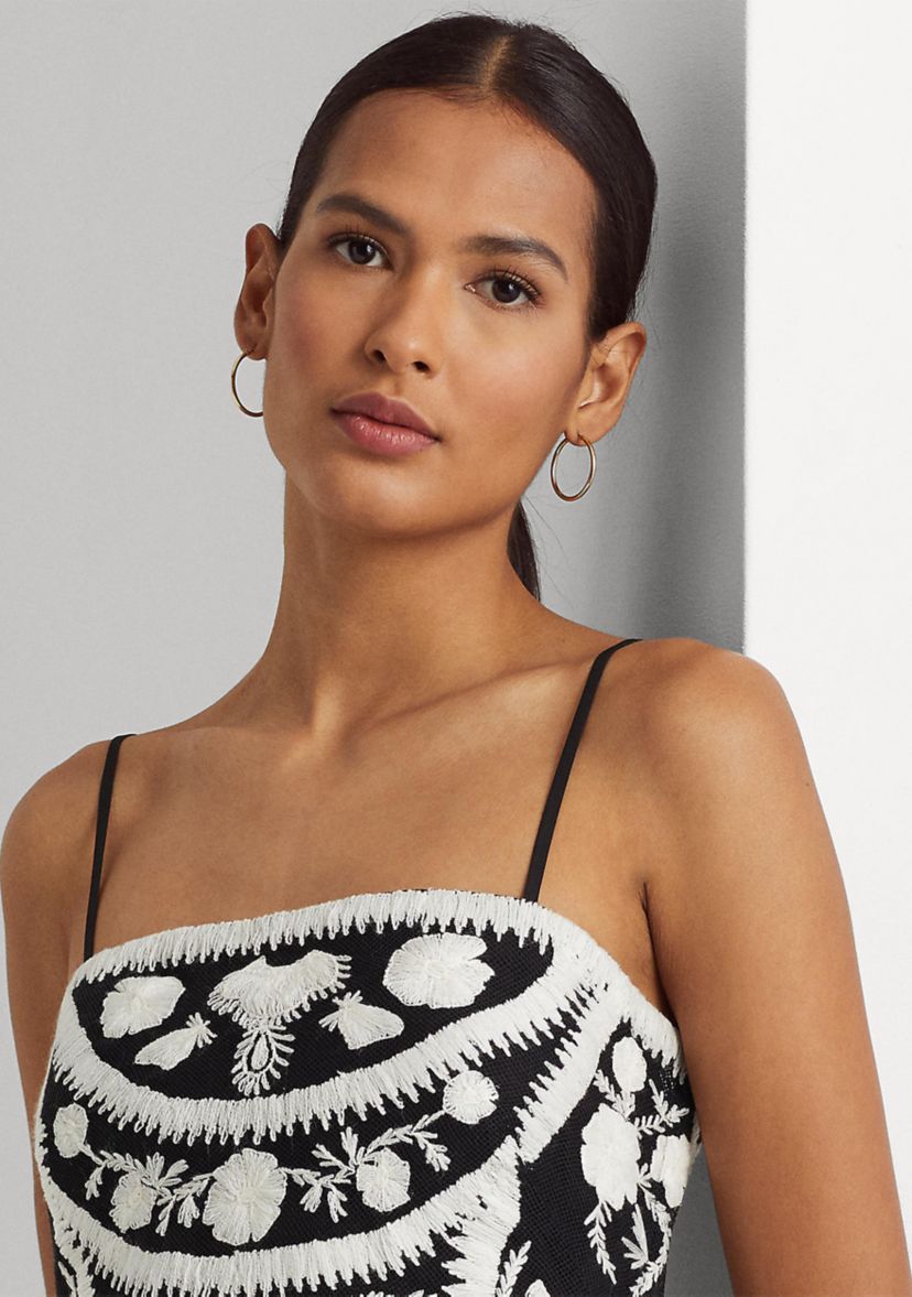 Embroidered Cropped Sleeveless Blouse