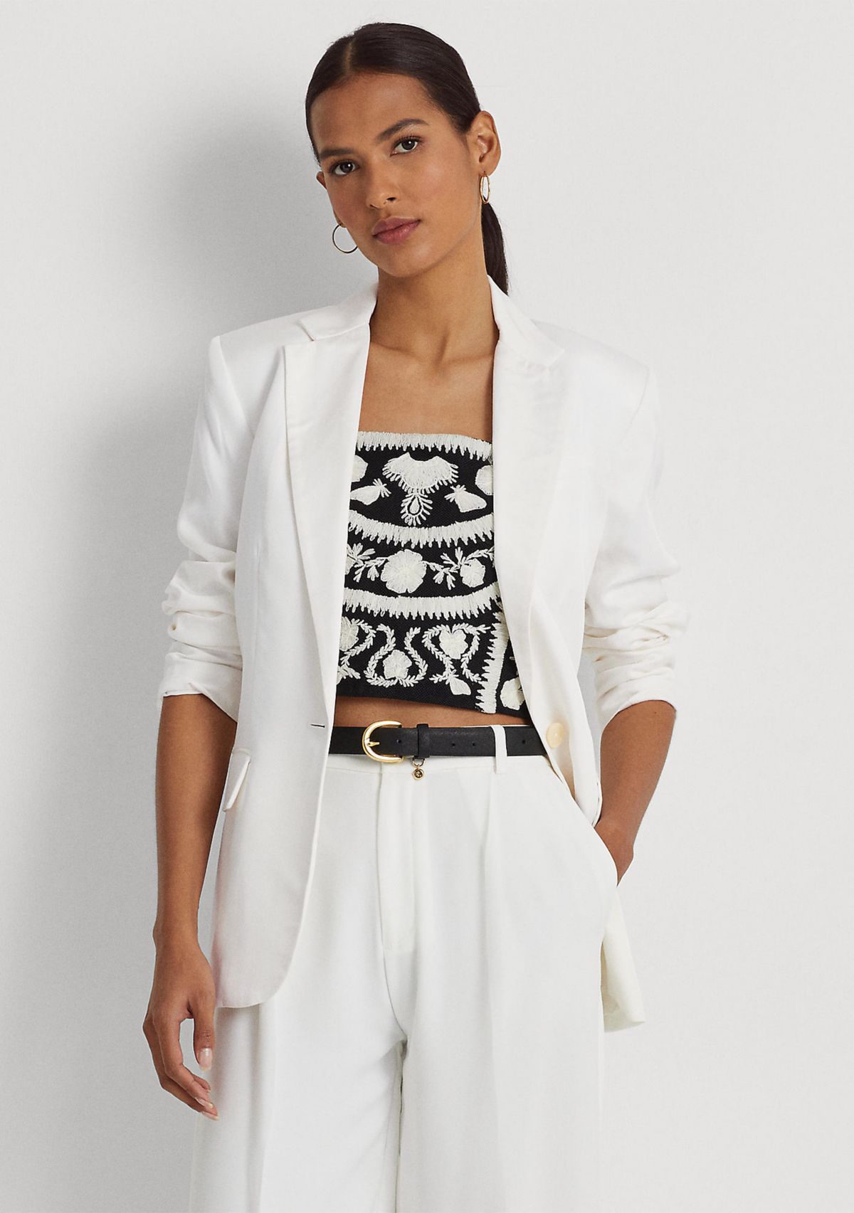 Linen-Blend Twill Blazer