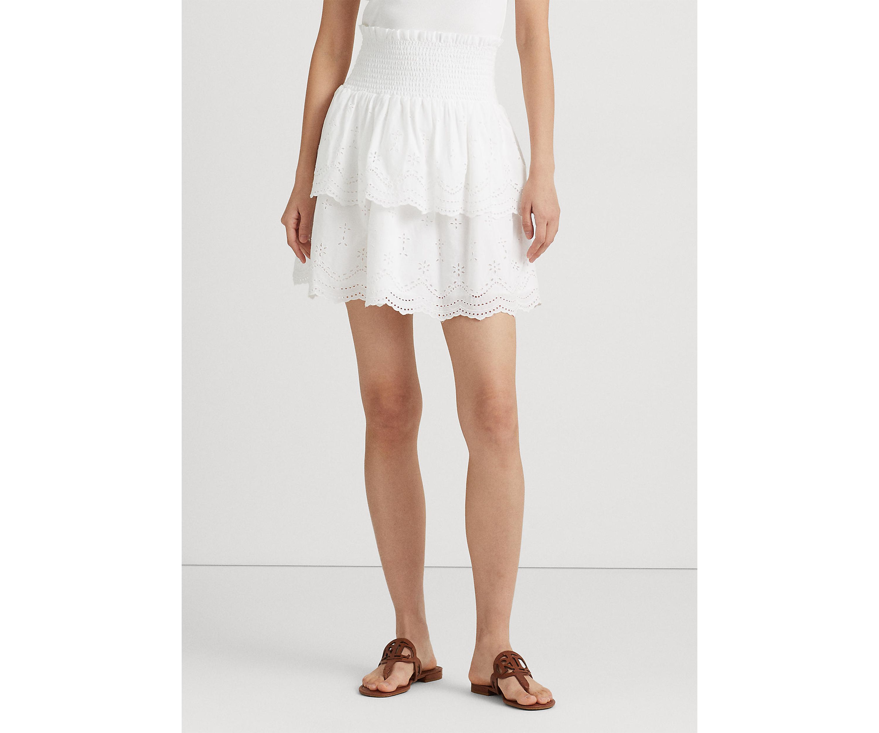 Eyelet Embroidered Cotton Miniskirt
