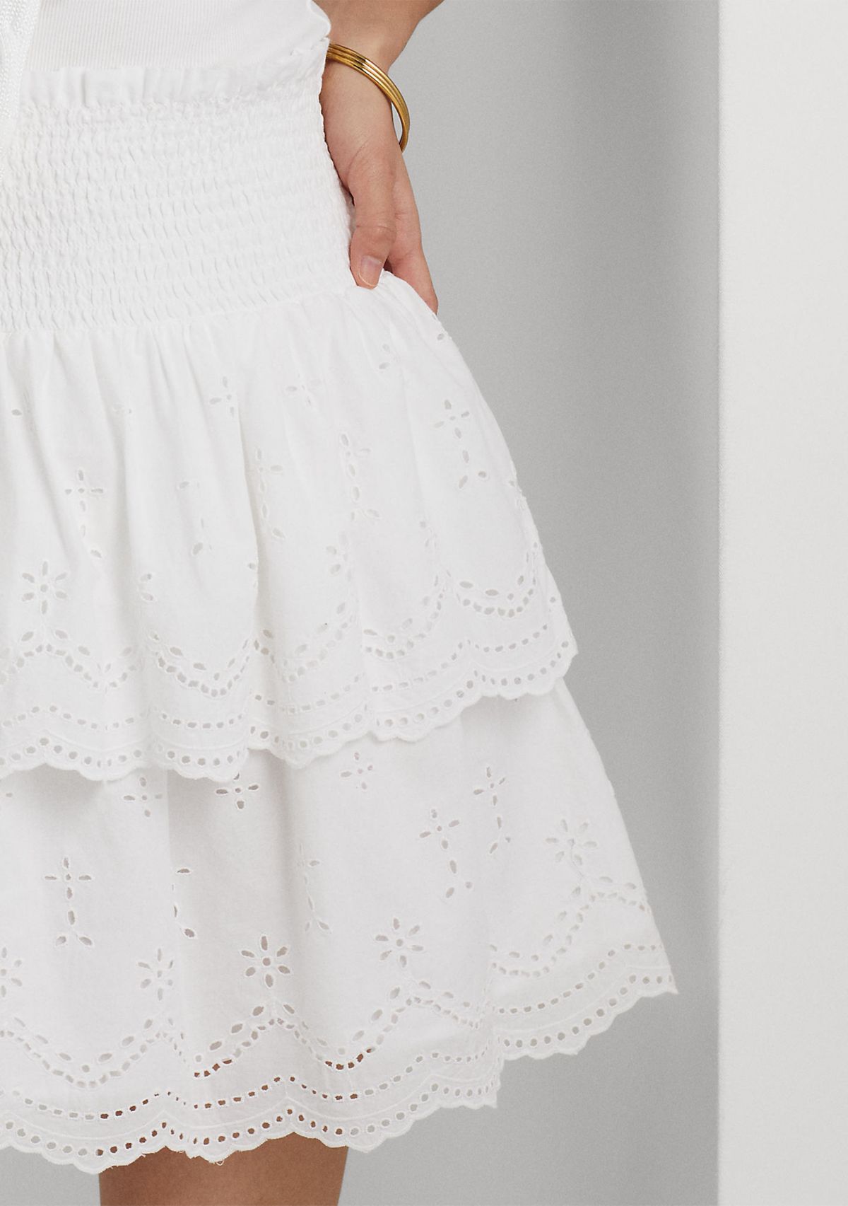 Eyelet Embroidered Cotton Miniskirt