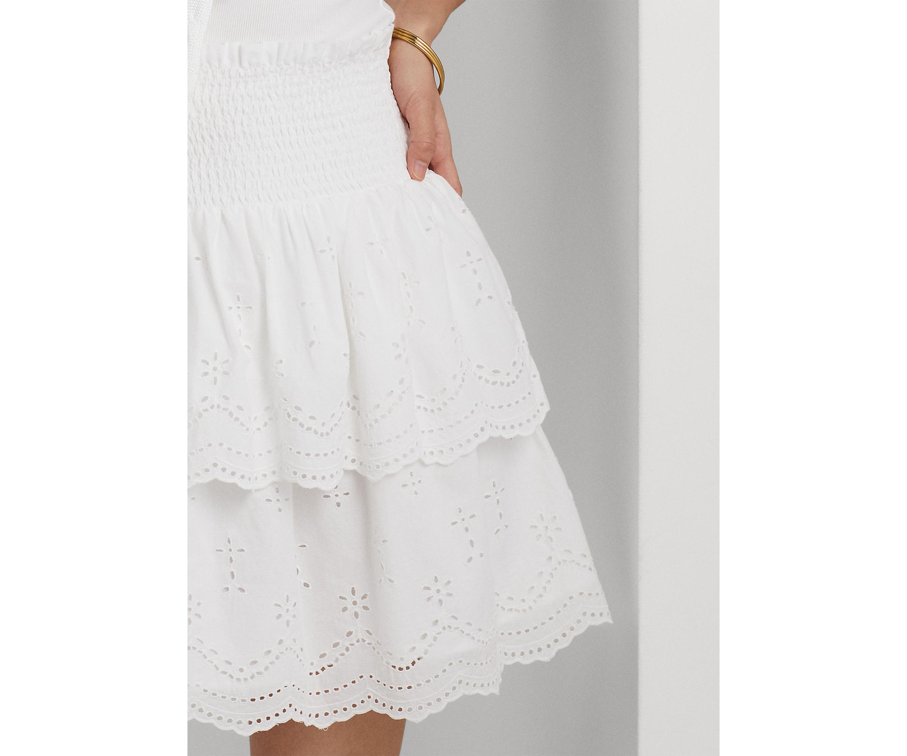 Eyelet Embroidered Cotton Miniskirt