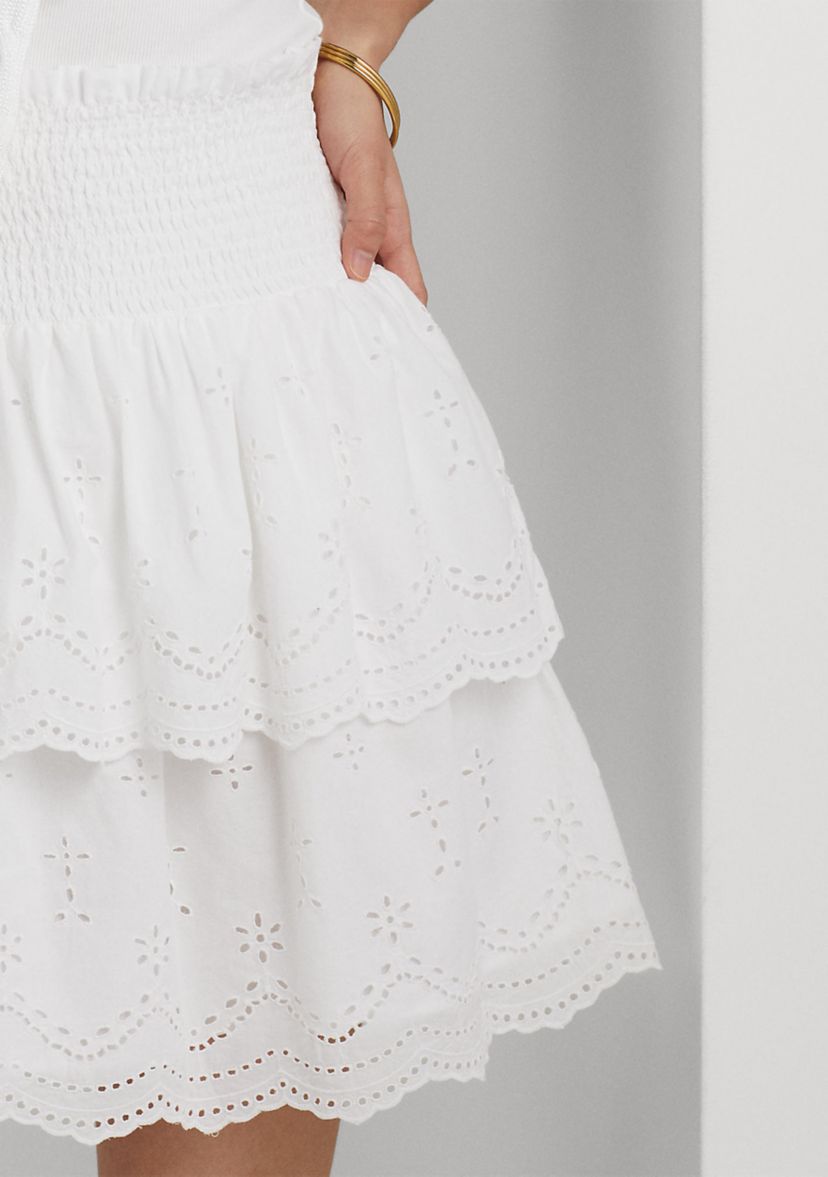 Eyelet Embroidered Cotton Miniskirt