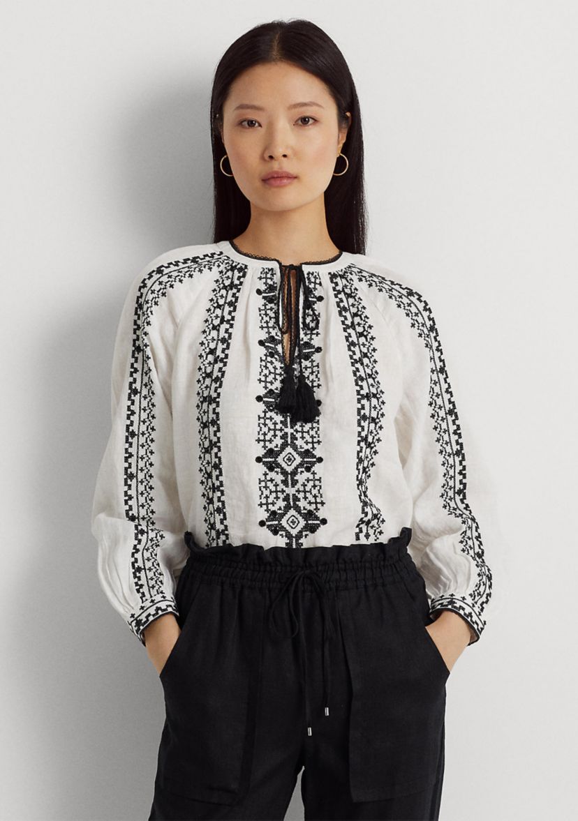 Embroidered Linen Blouse