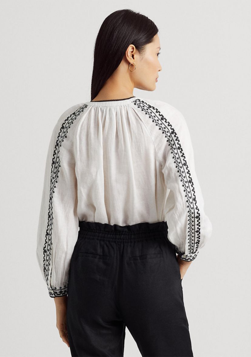 Embroidered Linen Blouse