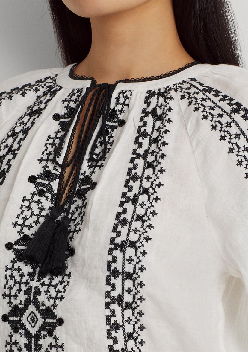 Embroidered Linen Blouse