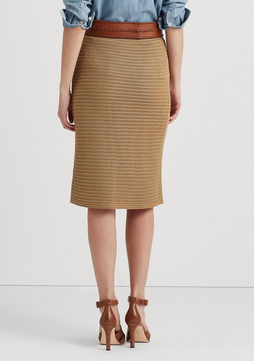 Metallic Cotton Blend Knit Pencil Skirt