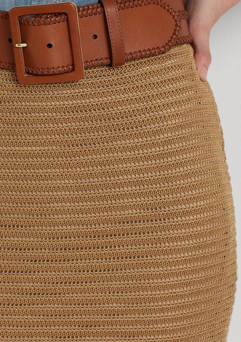 Metallic Cotton Blend Knit Pencil Skirt