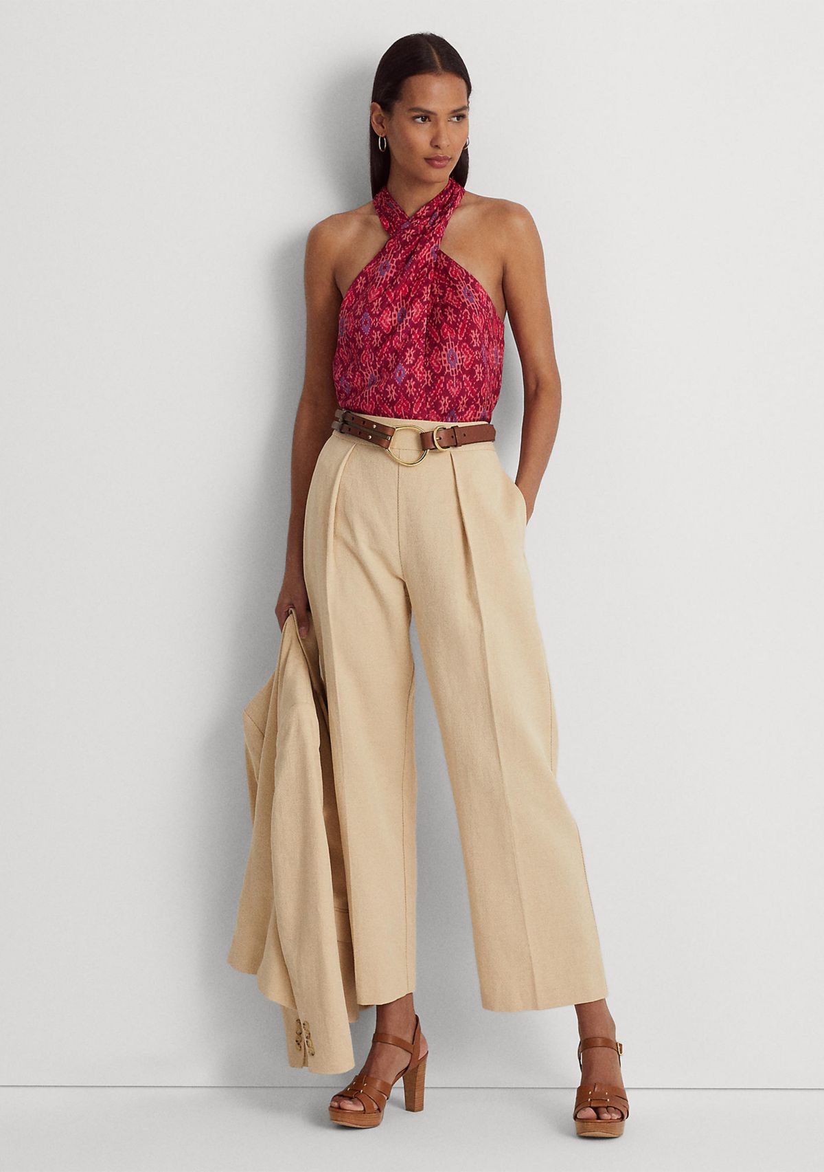 Pleated Ottoman Wide Leg Pants