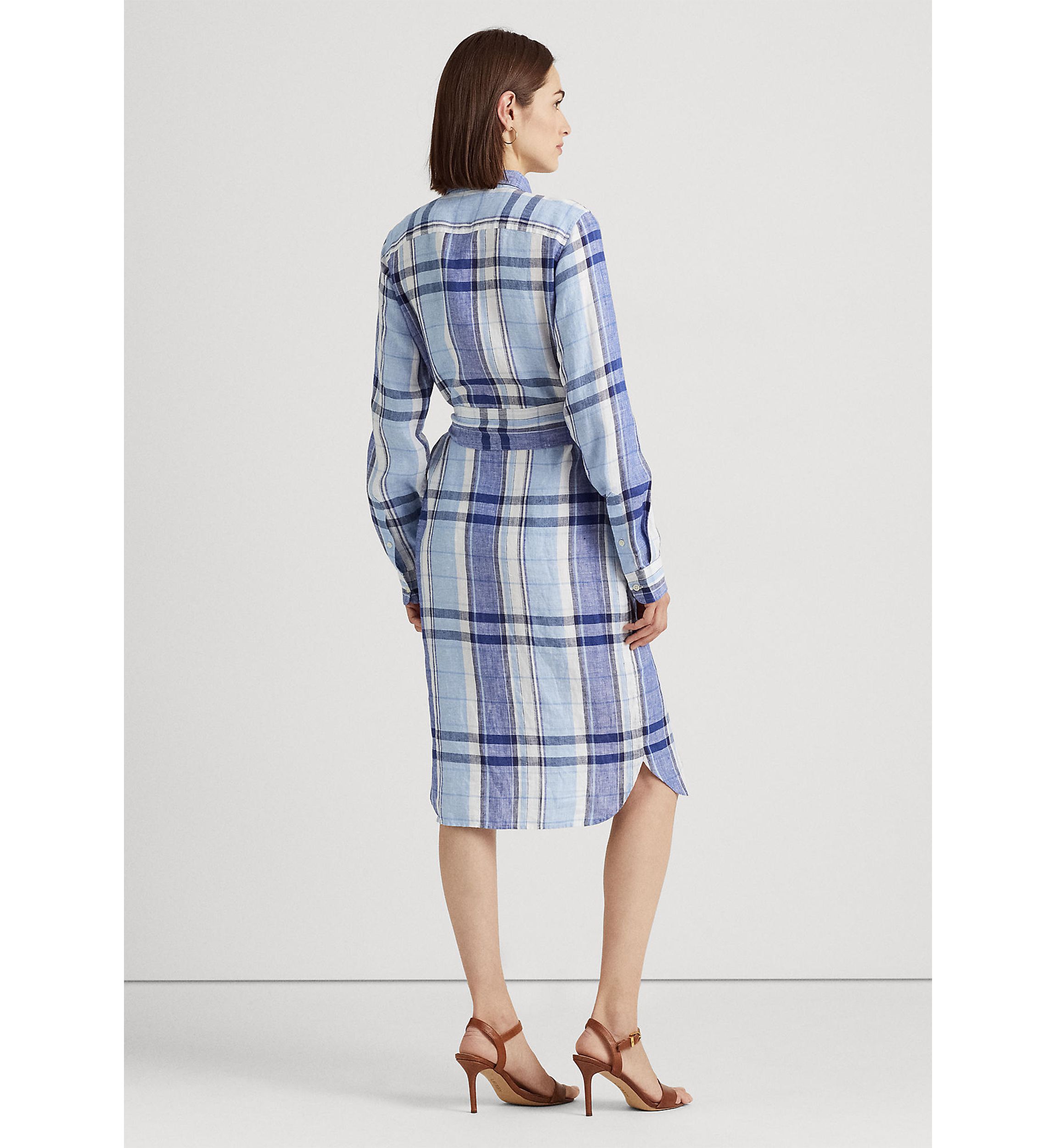 Floral & Plaid Linen Shirtdress