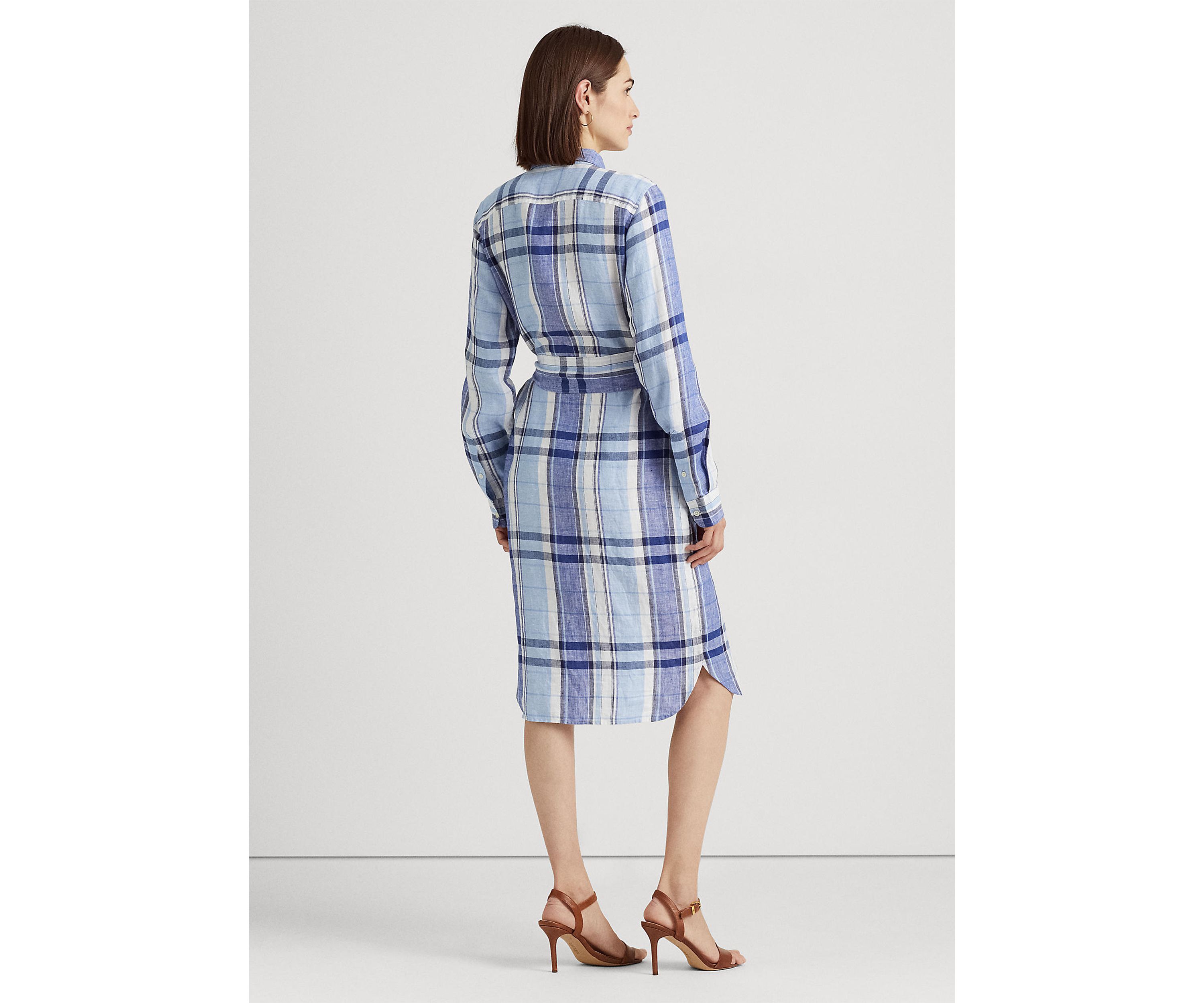 Floral & Plaid Linen Shirtdress