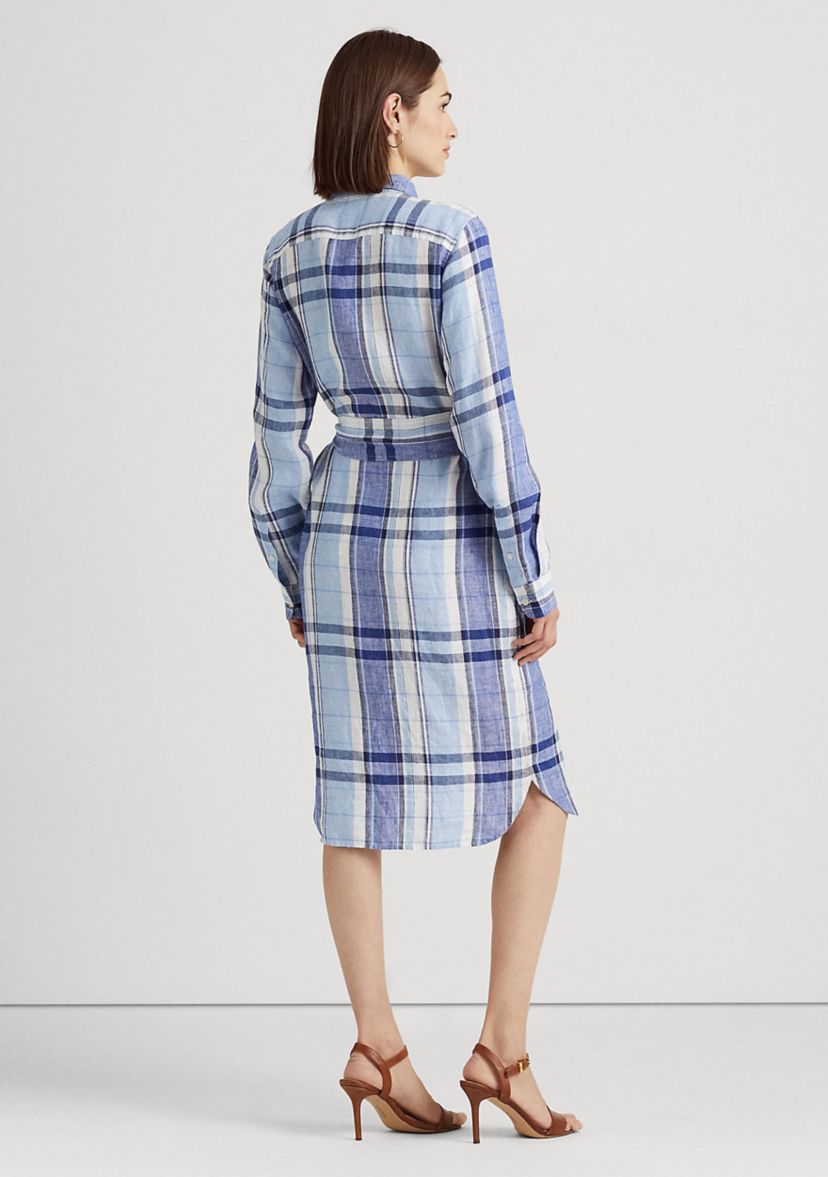 Floral & Plaid Linen Shirtdress