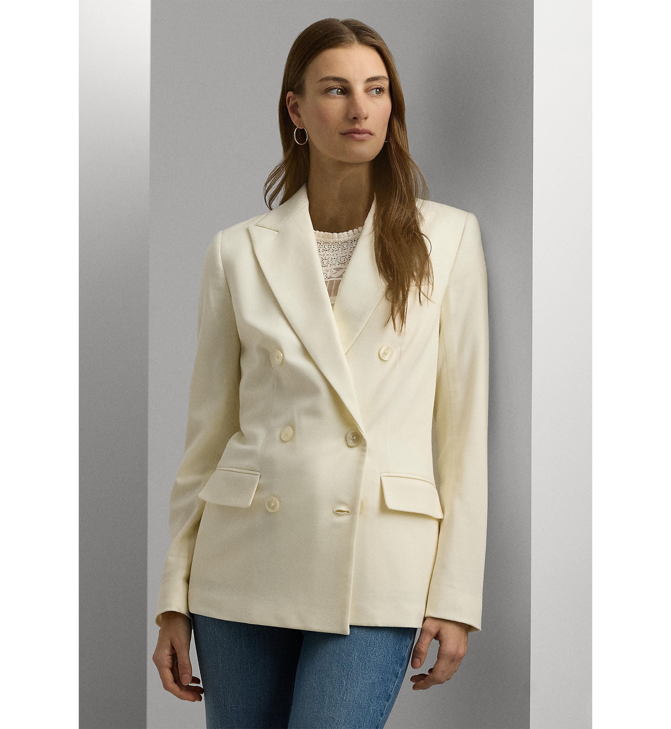 Double-Breasted Wool Crepe Blazer