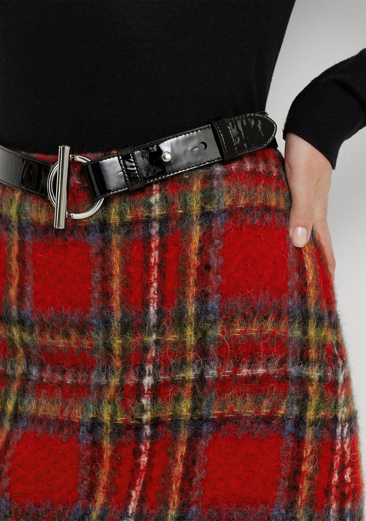 Plaid Mohair Pencil Mini Skirt