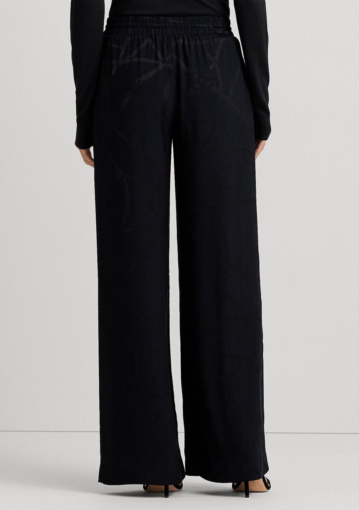 Belting-Motif Jacquard Wide-Leg Pants