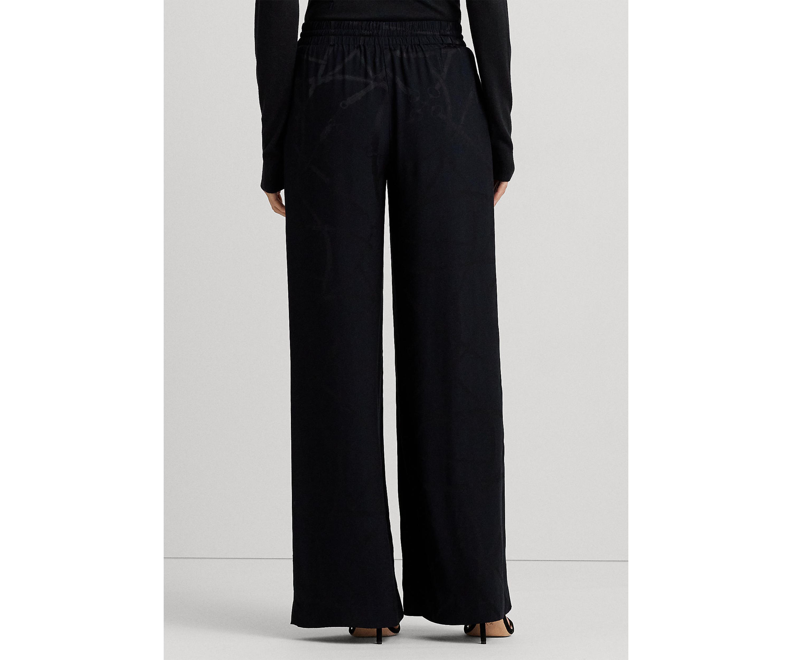 Belting-Motif Jacquard Wide-Leg Pants