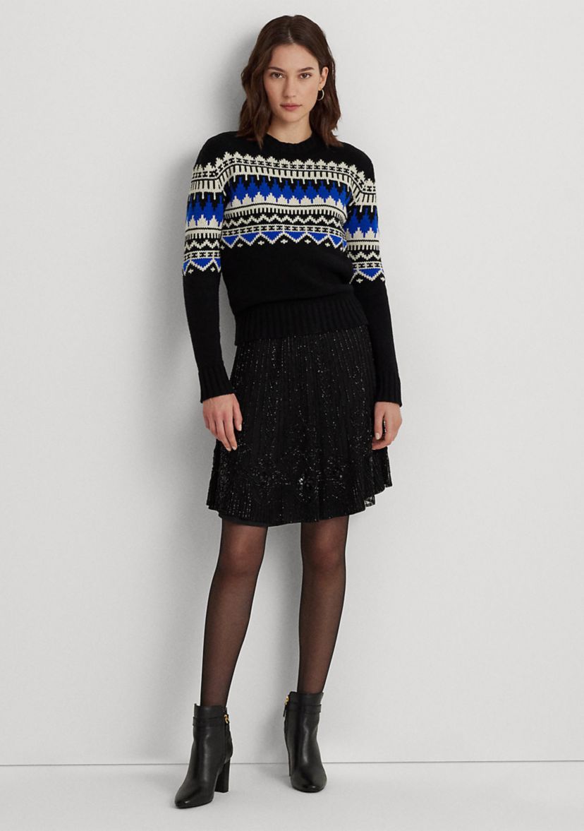 Beaded Mesh A-Line Skirt
