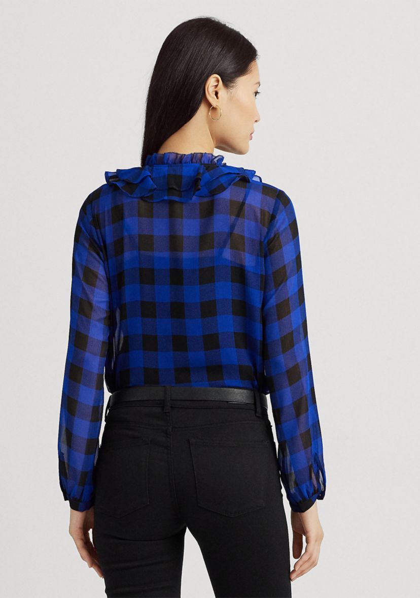 Buffalo Check Ruffled Georgette Blouse