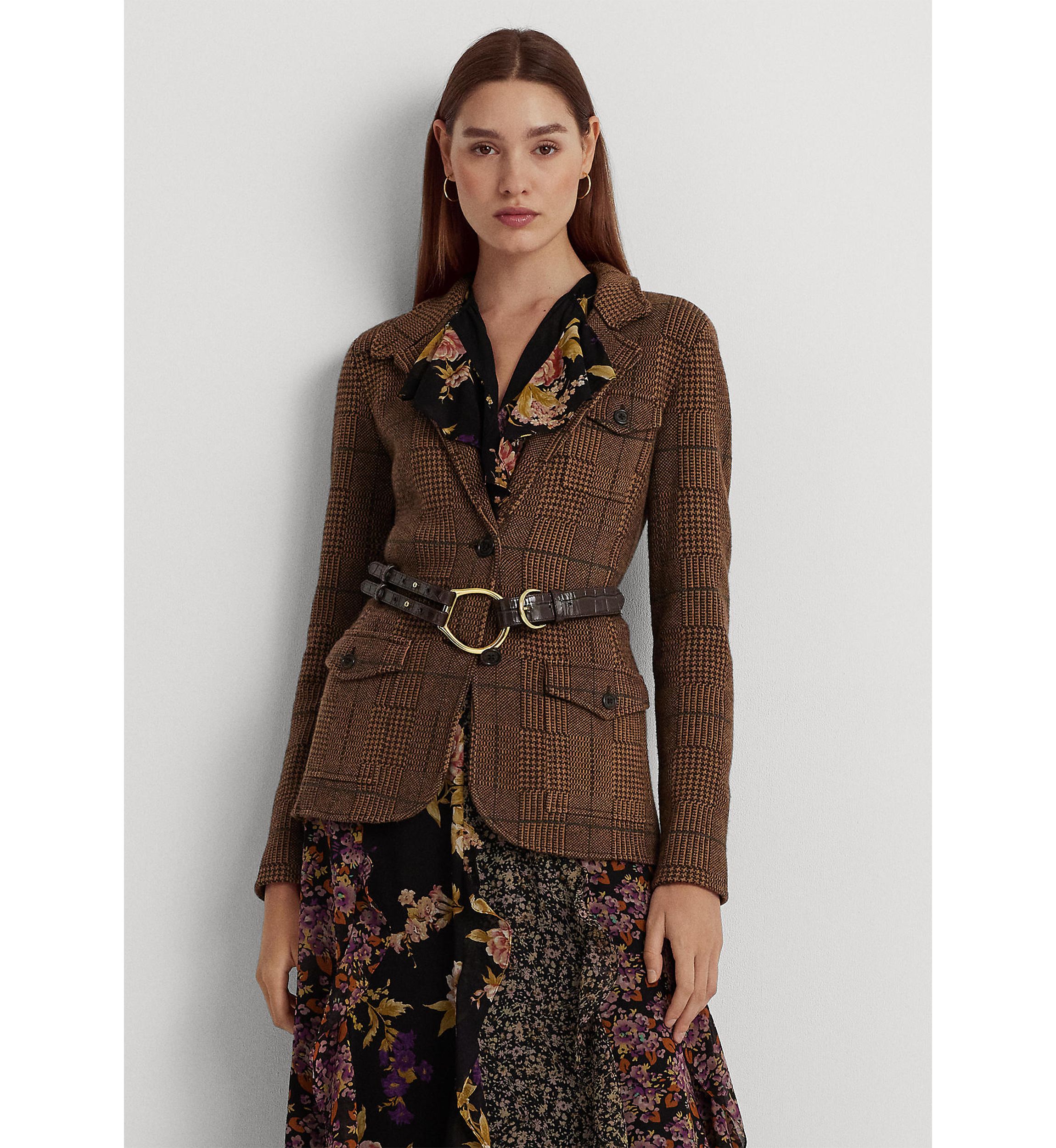 Checked Plaid Wool-Blend Blazer