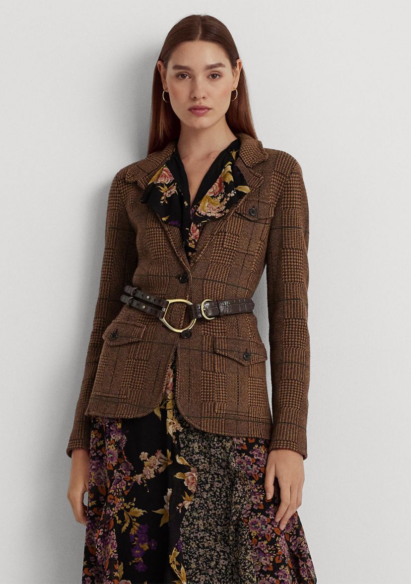 Checked Plaid Wool-Blend Blazer