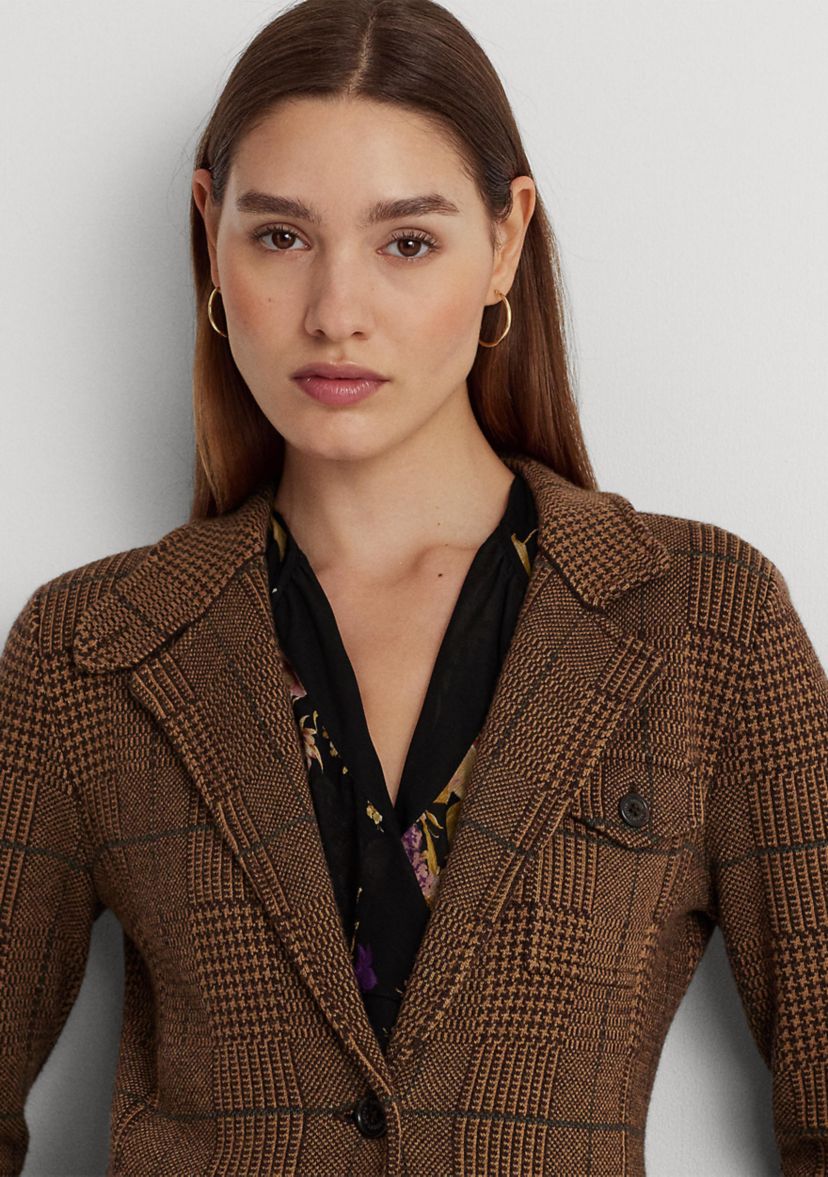 Checked Plaid Wool-Blend Blazer