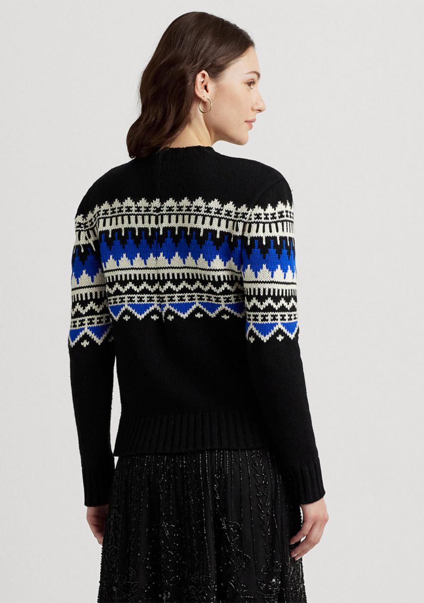 Fair Isle Wool Blend Crew Neck Sweater