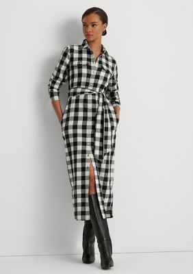 送料関税込【LAUREN RALPH LAUREN】BUFFALO CHECK BELTED DRESS Lauren Ralph Lauren Buffalo Check Belted Twill Shirtdress | belk