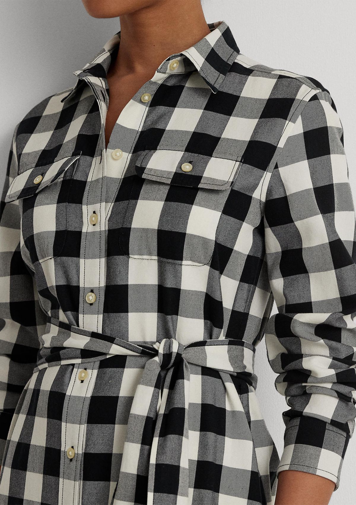Buffalo Check Belted Twill Shirtdress