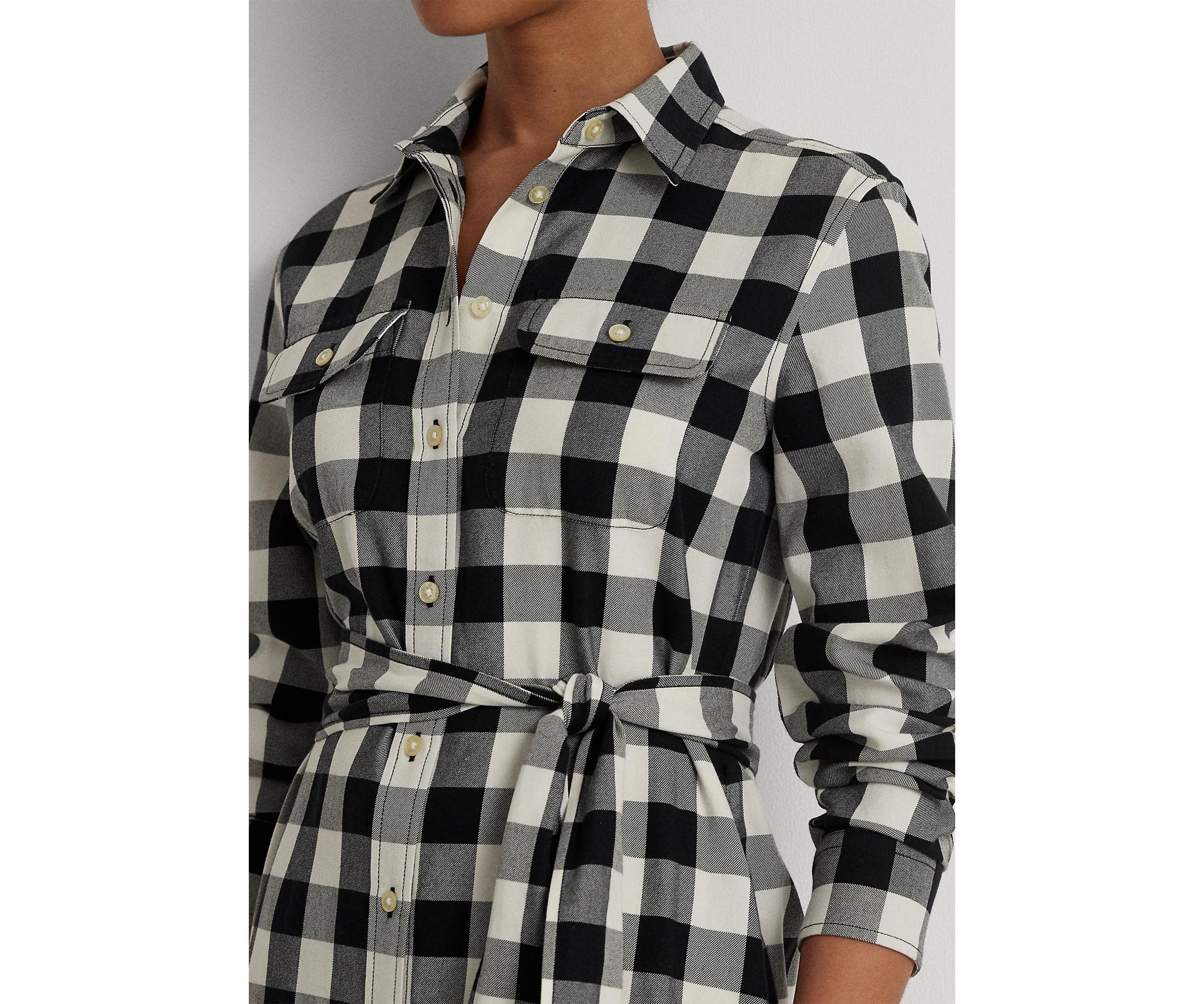 Buffalo Check Belted Twill Shirtdress