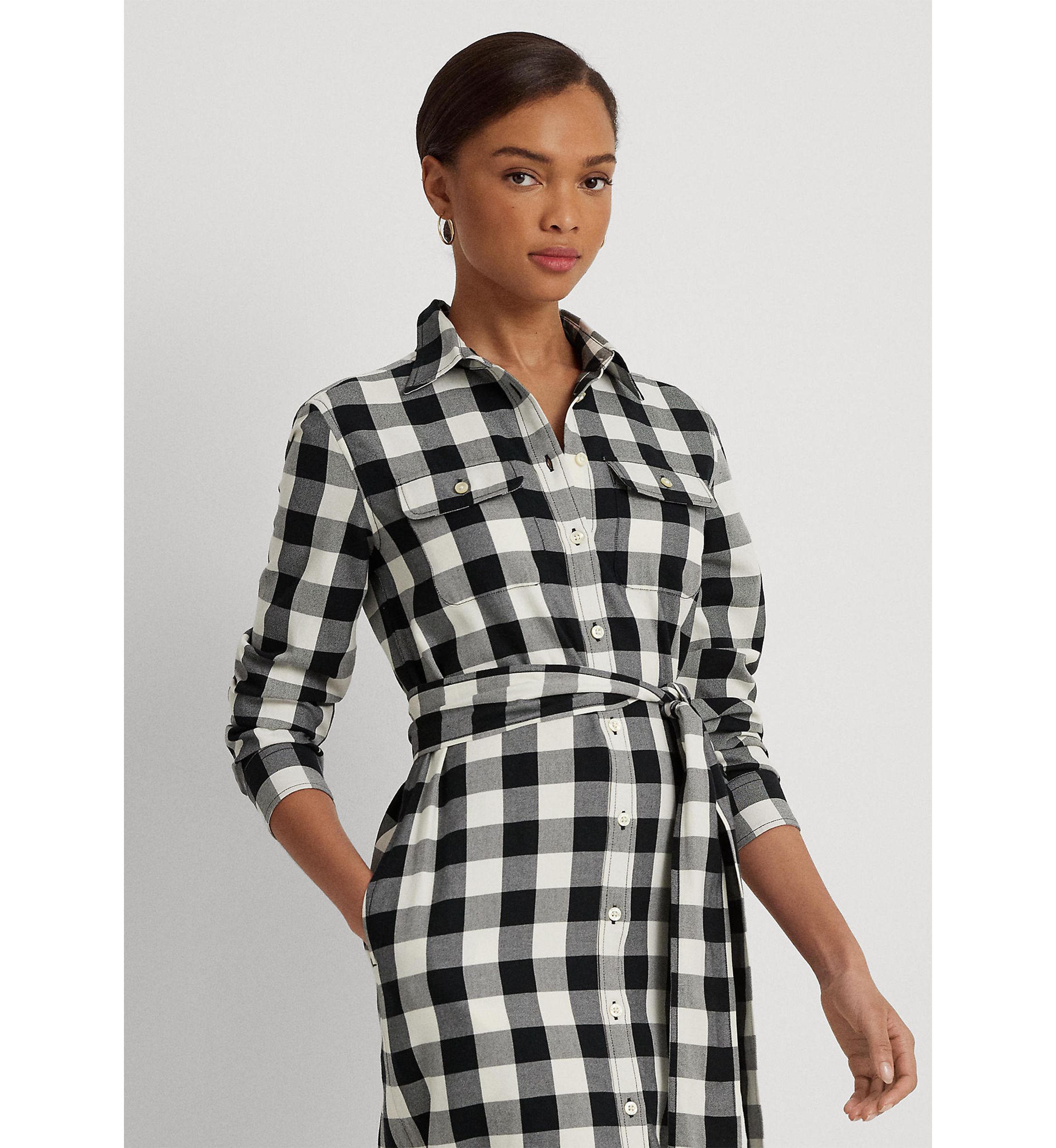 Buffalo Check Belted Twill Shirtdress