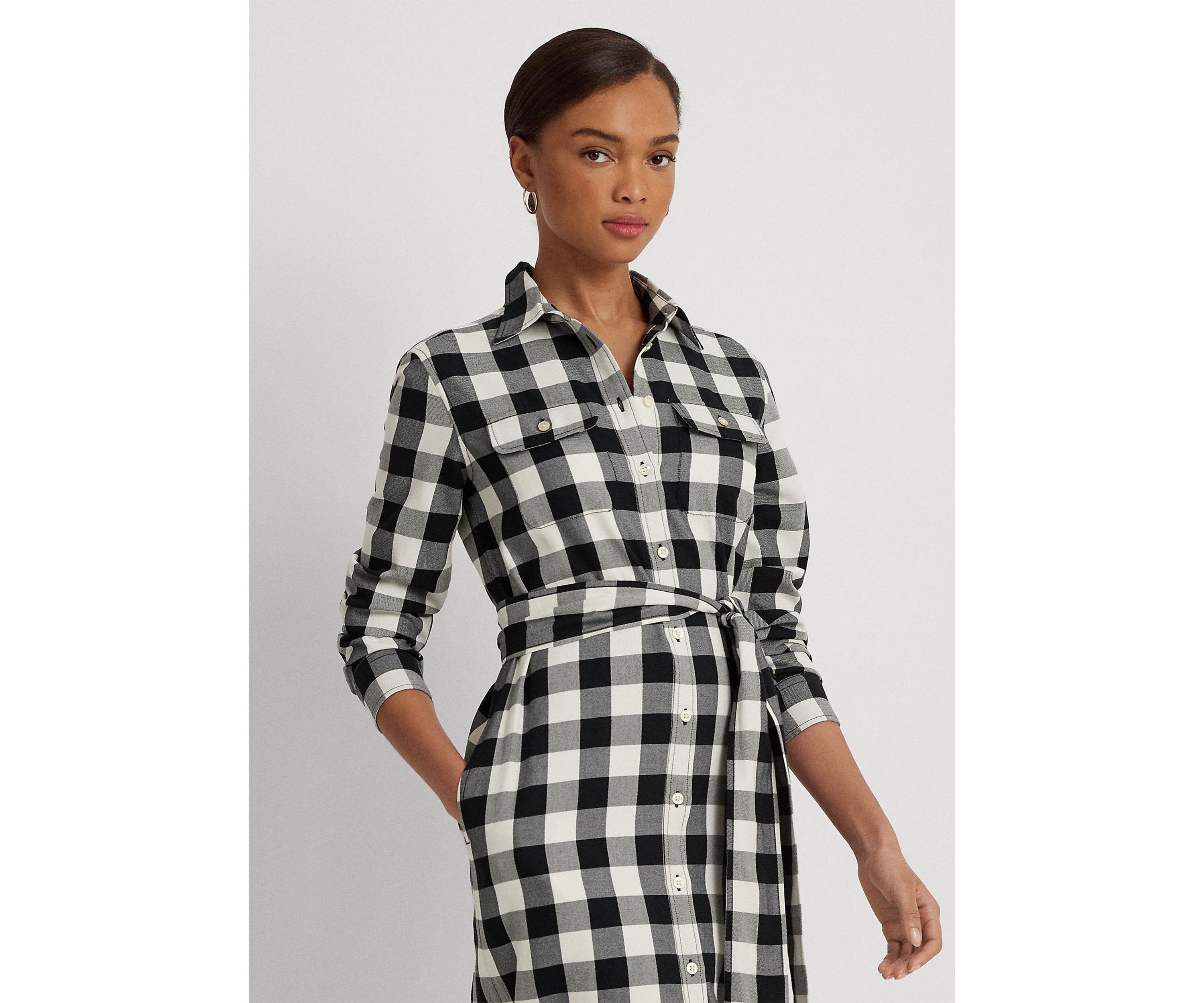 Buffalo Check Belted Twill Shirtdress