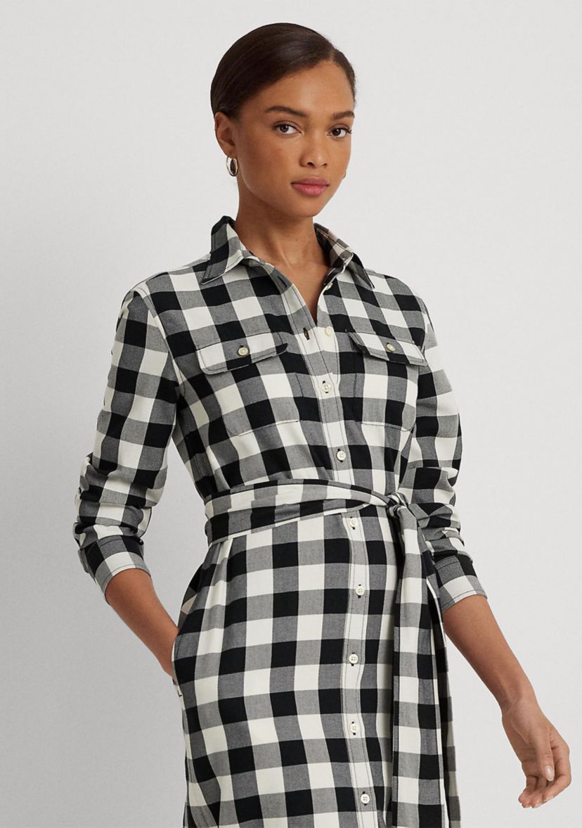 Buffalo Check Belted Twill Shirtdress